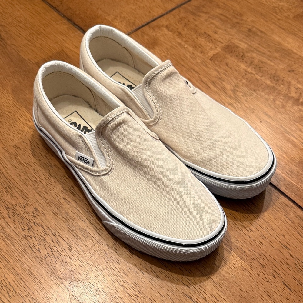 Vans Women’s Cream Slip-On Shoes